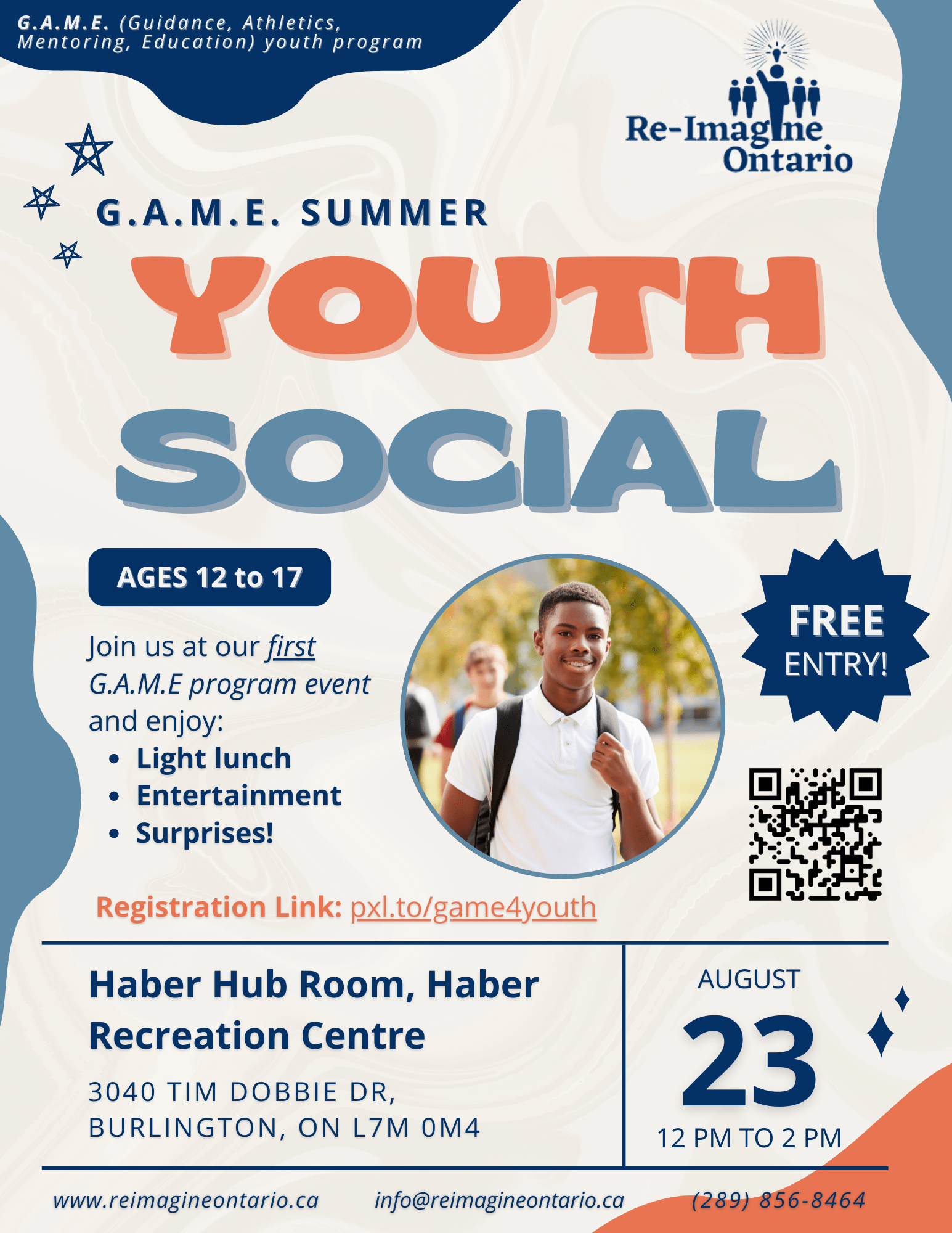 Youth GAME Social Event Flyer.